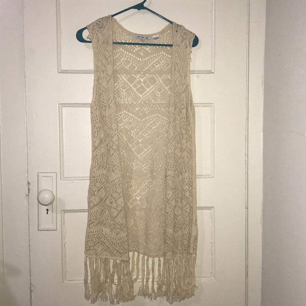 Off White Crocheted Vest Size S